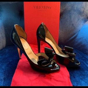 Valentino Black Patent Bow Heels